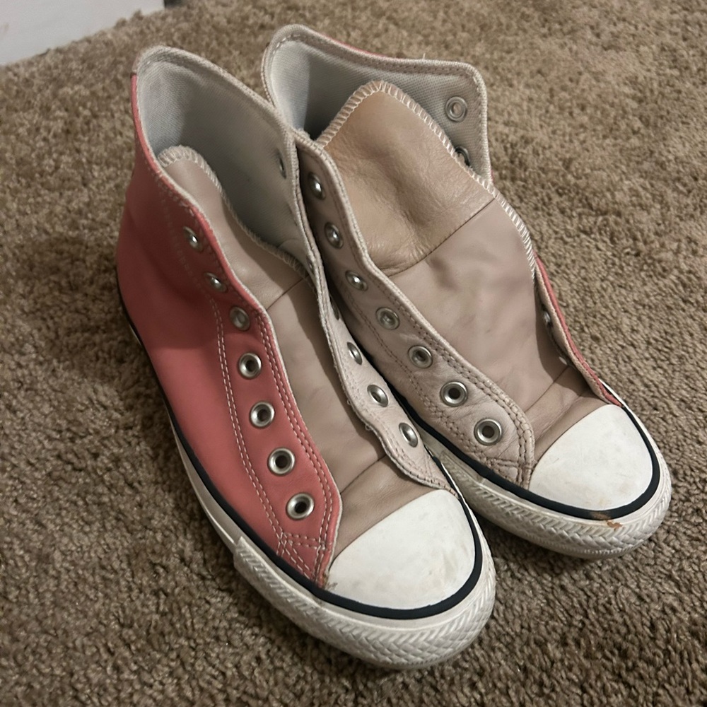 Converse Pink and Beige High-Top Sneakers